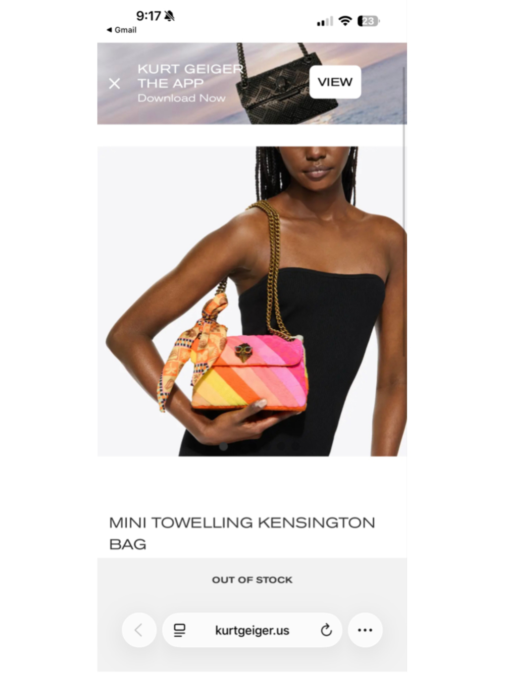 Mini Kurt Geiger Towelling Kensington Bag